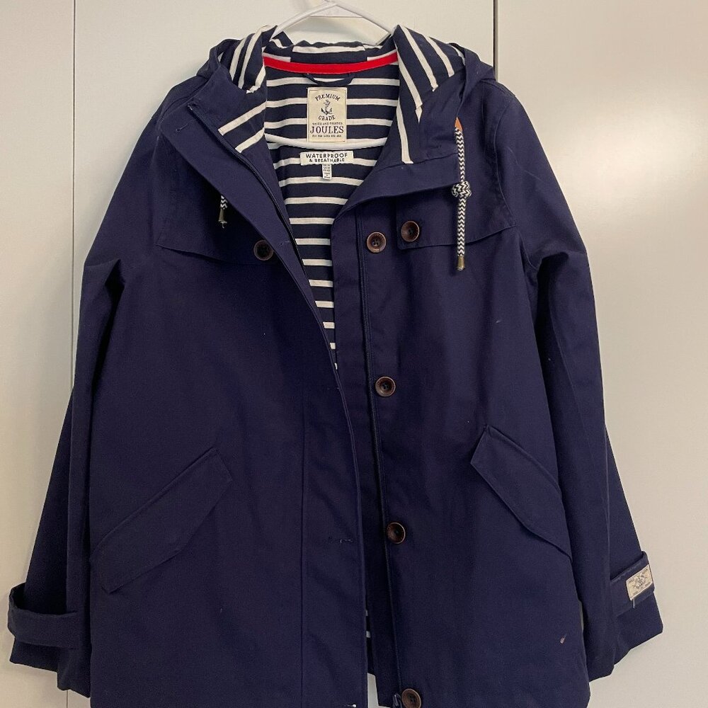 Joules Woman’s Waterproof Rain Jacket Hooded Size 10